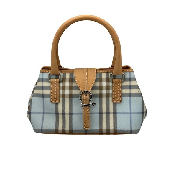Rare Burberry Light Blue Nova Check Handle Bag Purse with COA - Picture 1 of 16